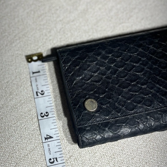 All Saints Black Leather Snakeskin Envelope Style Wallet - Picture 3 of 9